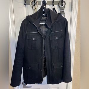 Guess Hooded heavy dress Coat size S 22” PTP